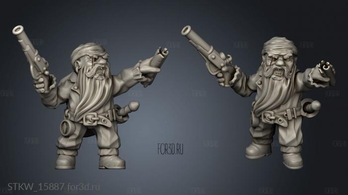 Dwarf Male Pirate stl model for CNC