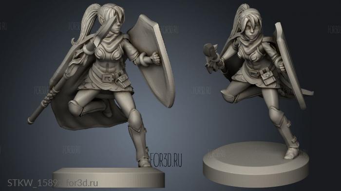 Elf Female Warrior Speaiden stl model for CNC