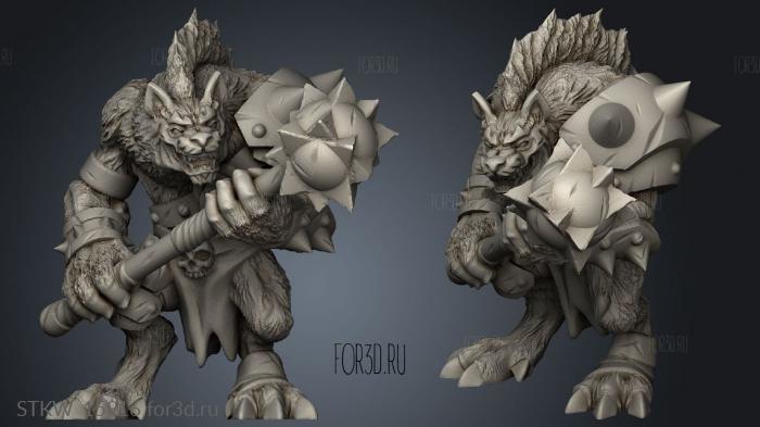 Gnoll Spiked Club stl model for CNC
