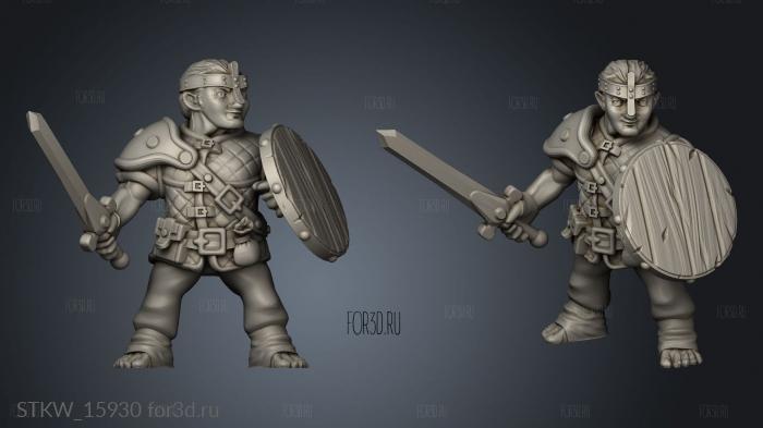 Halfling Warrior stl model for CNC