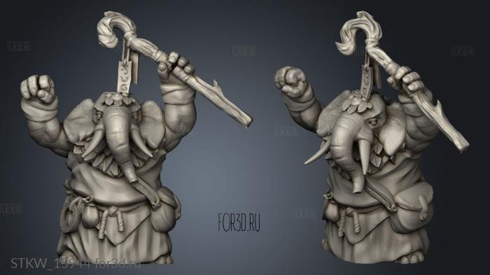 Loxodon Druid Cast stl model for CNC