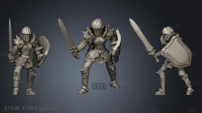 Shield Knight Female stl model for CNC