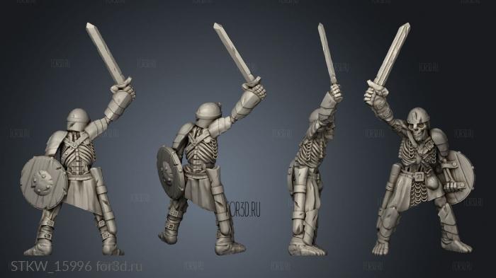 Skeleton Warrior Raised Sword SF stl model for CNC