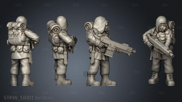 Soldier in Hood and Gas Mask 3d stl модель для ЧПУ