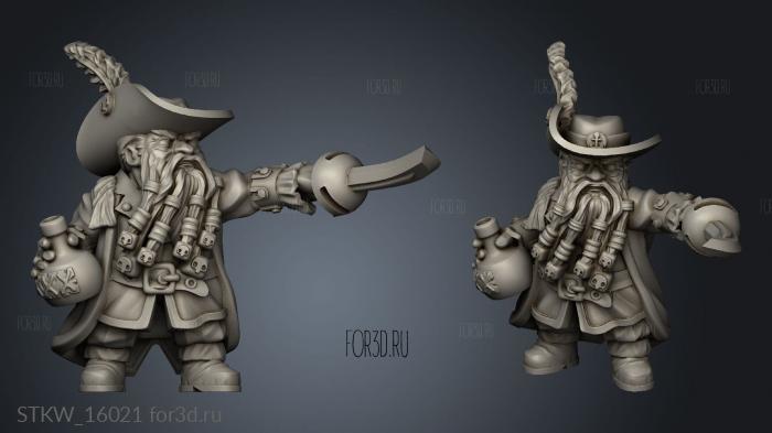 The Lost Pirate Dwarf stl model for CNC