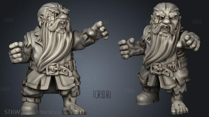 Zombie Dwarf stl model for CNC