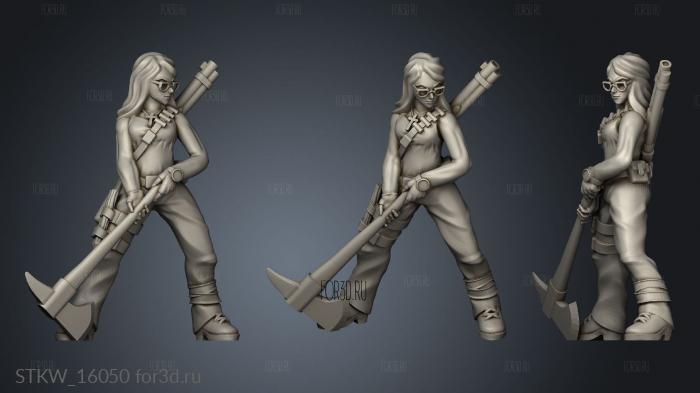 Zombie Hunter Female Axe stl model for CNC