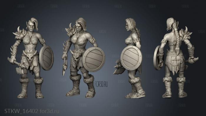 Orc Female Warrior with shield and ax 3d stl модель для ЧПУ