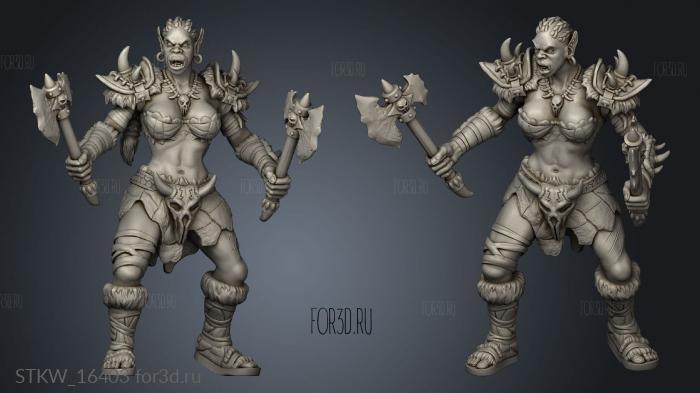 Orc Female Warrior with two axes 3d stl модель для ЧПУ