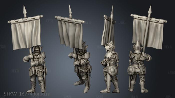 Elfs Heavy Infantry Bannerman stl model for CNC