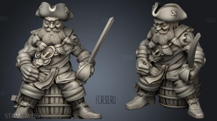 Pirate Dwarf Male On Barrel 3d stl модель для ЧПУ