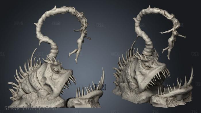 Dead Seas Monsters Angler fish pt stl model for CNC