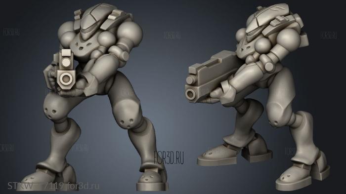 CYBER SUIT CON GATLING GUN stl model for CNC