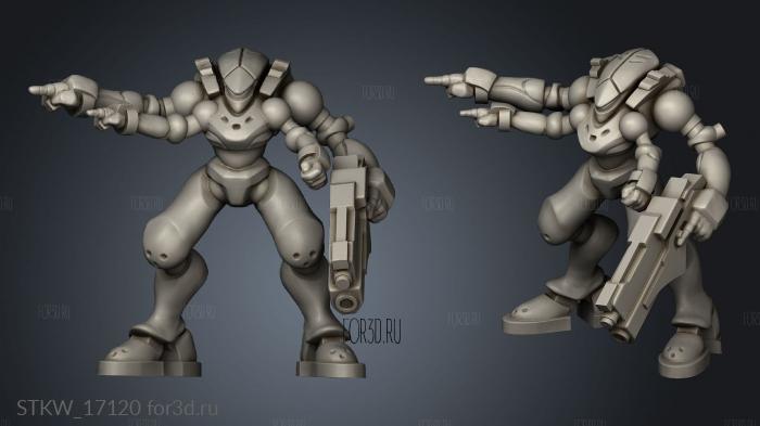 CYBER suit pointing cyberpunk battle stl model for CNC