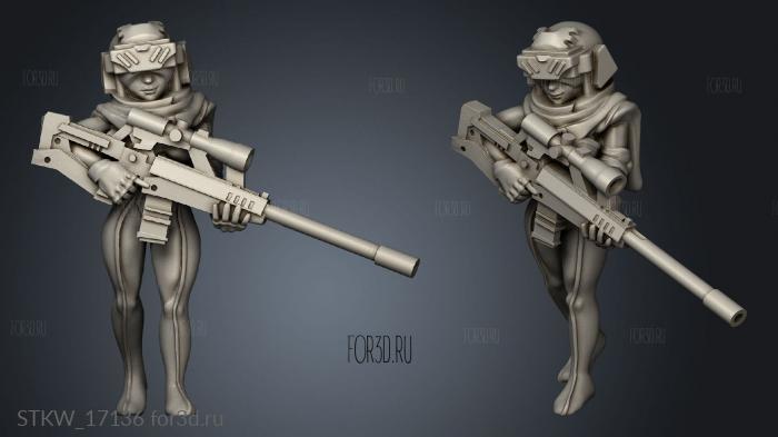 CYBERPUNK GIRL SNIPERS SNIPER stl model for CNC