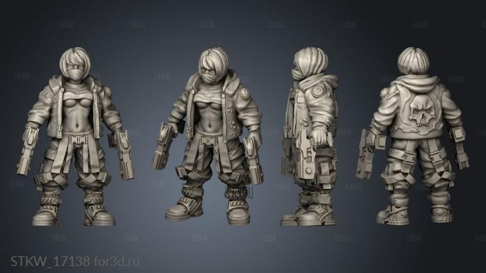CYBERPUNK GIRLS DOUBLE GUN DOWN stl model for CNC