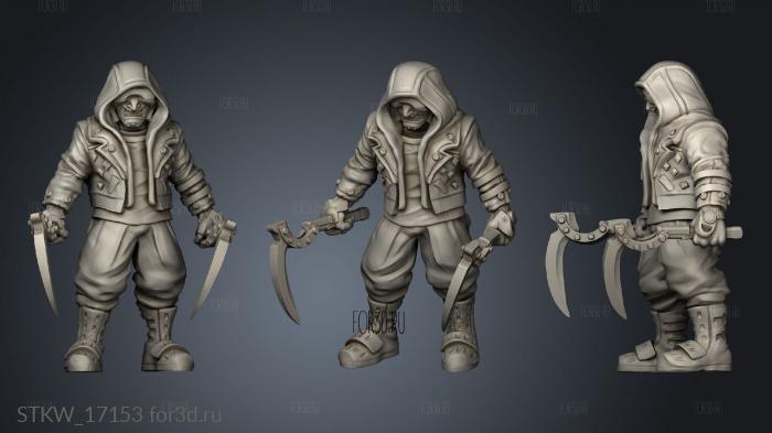 Cyberpunk Tech Ninja Male Teen Double Scythe stl model for CNC