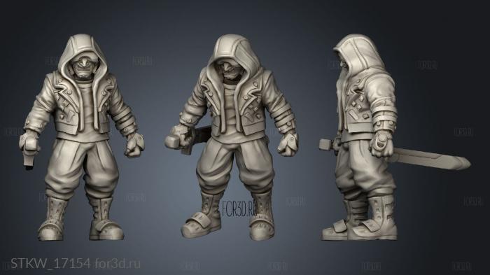 Cyberpunk Tech Ninja Male Then Reverse Sword stl model for CNC
