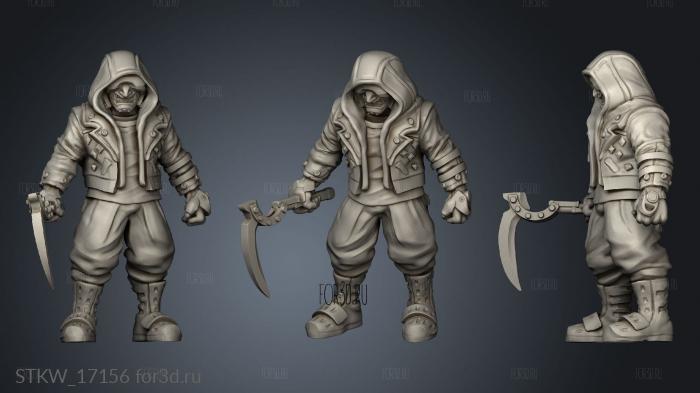 Cyberpunk Tech Ninja Male Tecn Scythe stl model for CNC