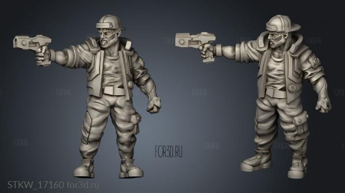 CYBERPUNK MALE CHARACTER CLAUDIO CYBERPUNK BACKCAP GUN AIMING stl model for CNC
