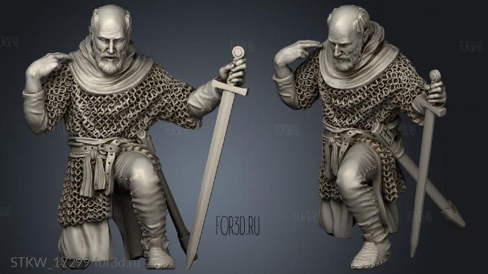 Praying Knight kneeling stl model for CNC