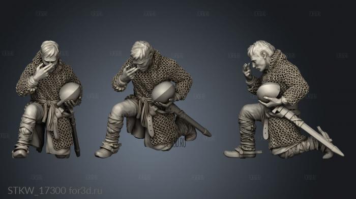 Praying Knight Kneeling stl model for CNC