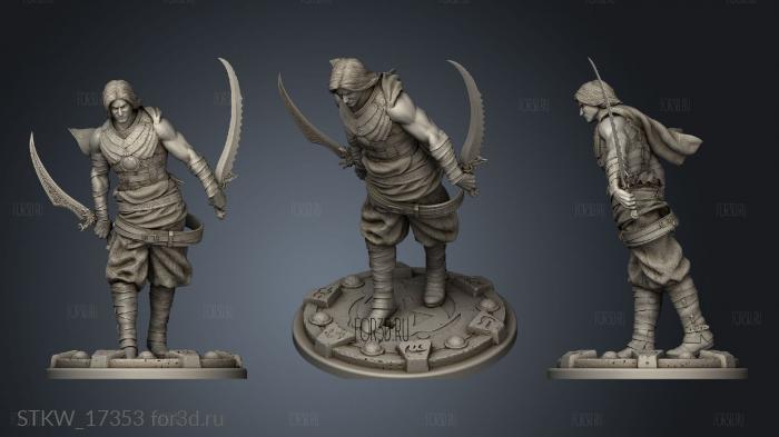 Prince Persia warrior within statue stl model for CNC