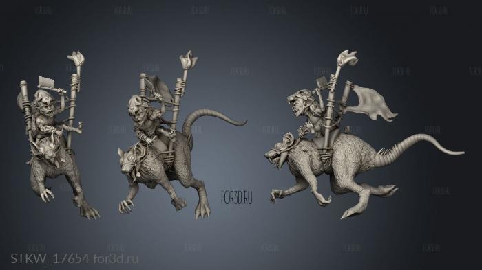 Rat Rider Goblin stl model for CNC