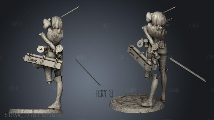 Red Bushido Mikasa Ackerman stl model for CNC