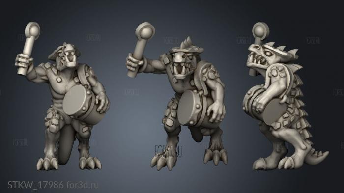 Reptilian Infantry warrior musician stl model for CNC