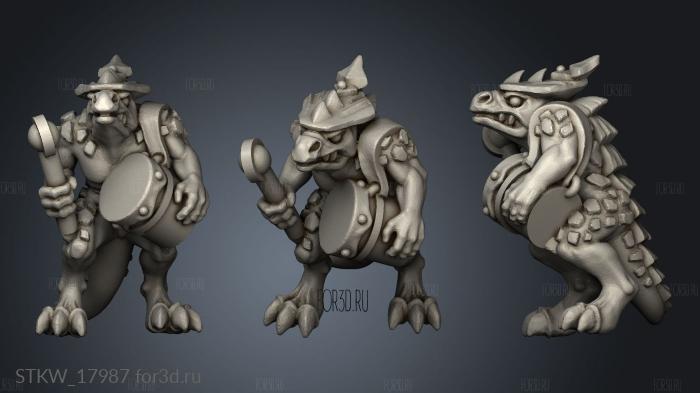 Reptilian Infantry warrior musician stl model for CNC