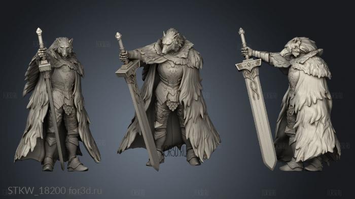 Witch Werewolf warrior Sword Thicker stl model for CNC