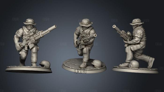 Sniper man crouched fixed stl model for CNC