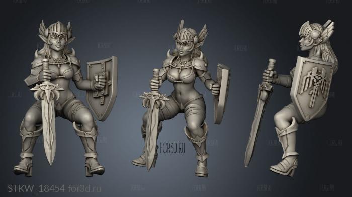 girl with shield stl model for CNC