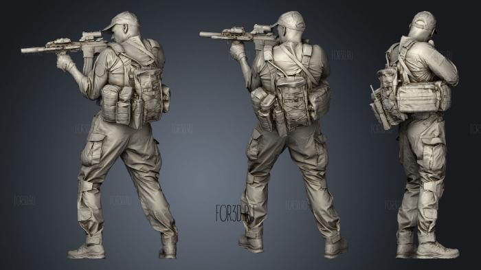 Soldier with gun sniper stl model for CNC