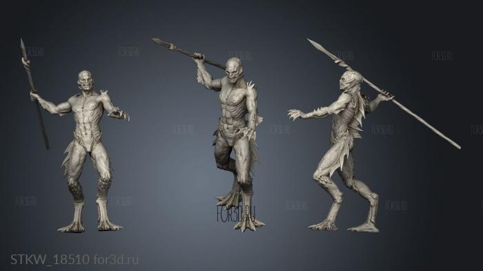 Deep One Male Throwing Spear stl model for CNC