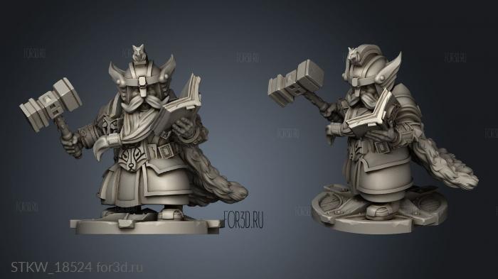 Dwarf Standing on Shield Book Grudges stl model for CNC