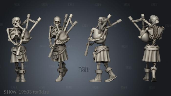 Skeleton Musicians Bagpipes stl model for CNC