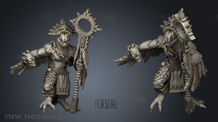 Skink SHAMAN WITH STAFF stl model for CNC