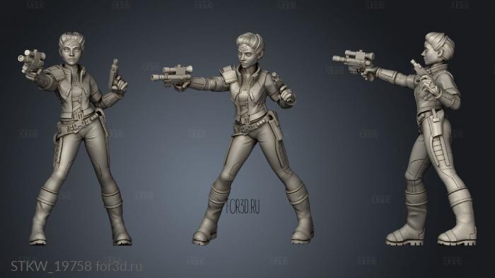 Female Gunslinger stl model for CNC