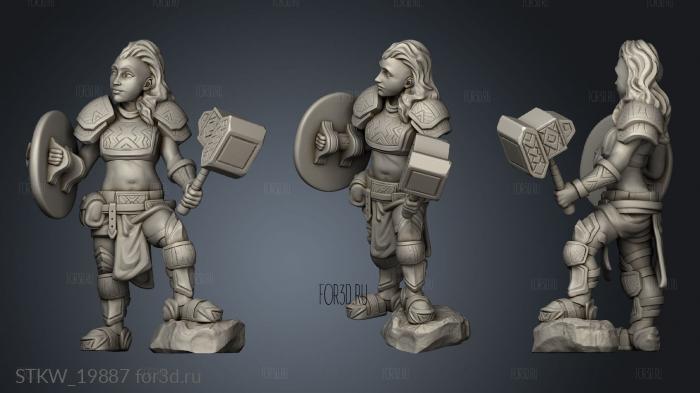 Dwarven War Maiden stl model for CNC