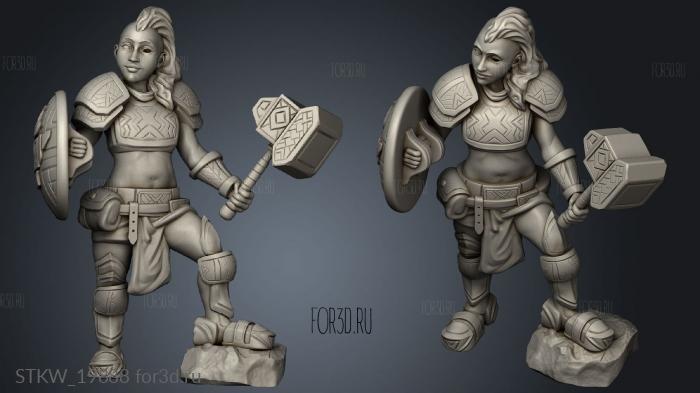 Dwarven War Maiden stl model for CNC