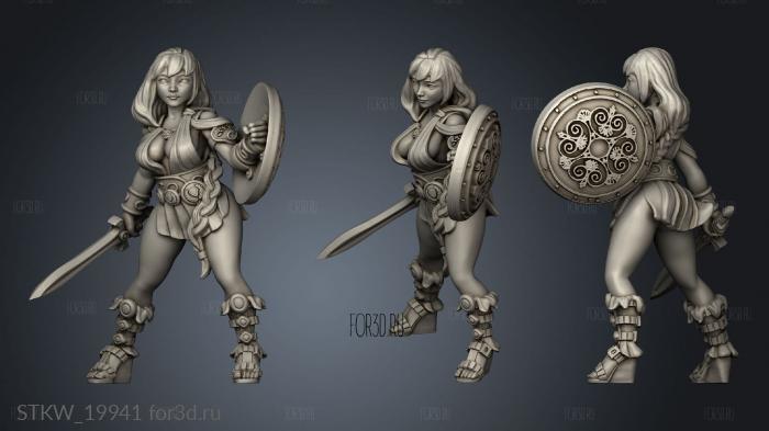 Fighter Artemisa Sword and Shield Maid stl model for CNC