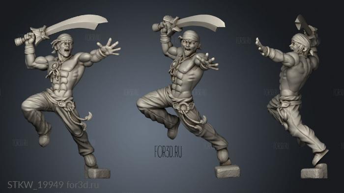 Fighter Hong Kong Gingko Chinese Swordsman stl model for CNC