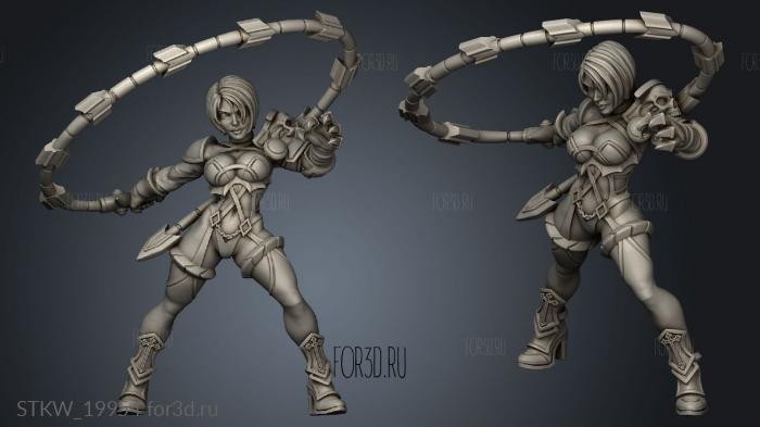 Fighter Poison Sword Whip Wielder stl model for CNC