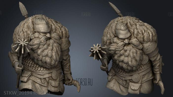 Squidmar dwarf dude Mace 3d stl модель для ЧПУ