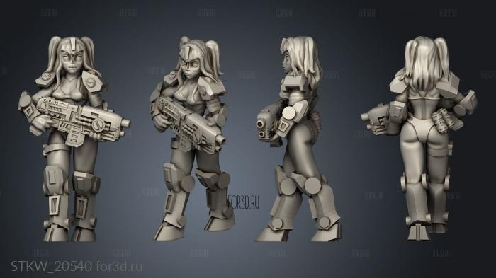 alien girl walk tails stl model for CNC