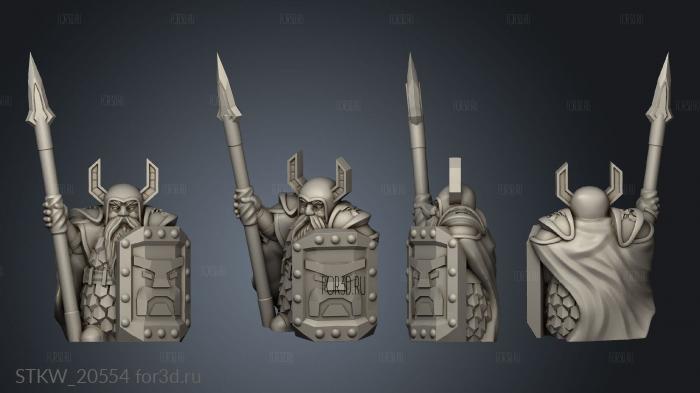 Dwarf guardian with shield and spear stl model for CNC