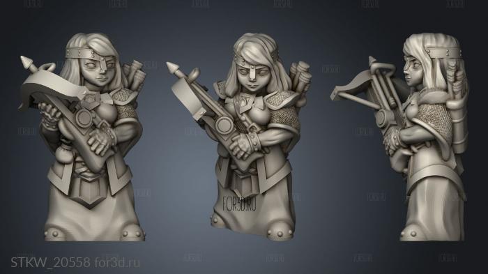 Dwarf with crossbow stl model for CNC