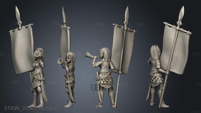 elf flagbearer stl model for CNC